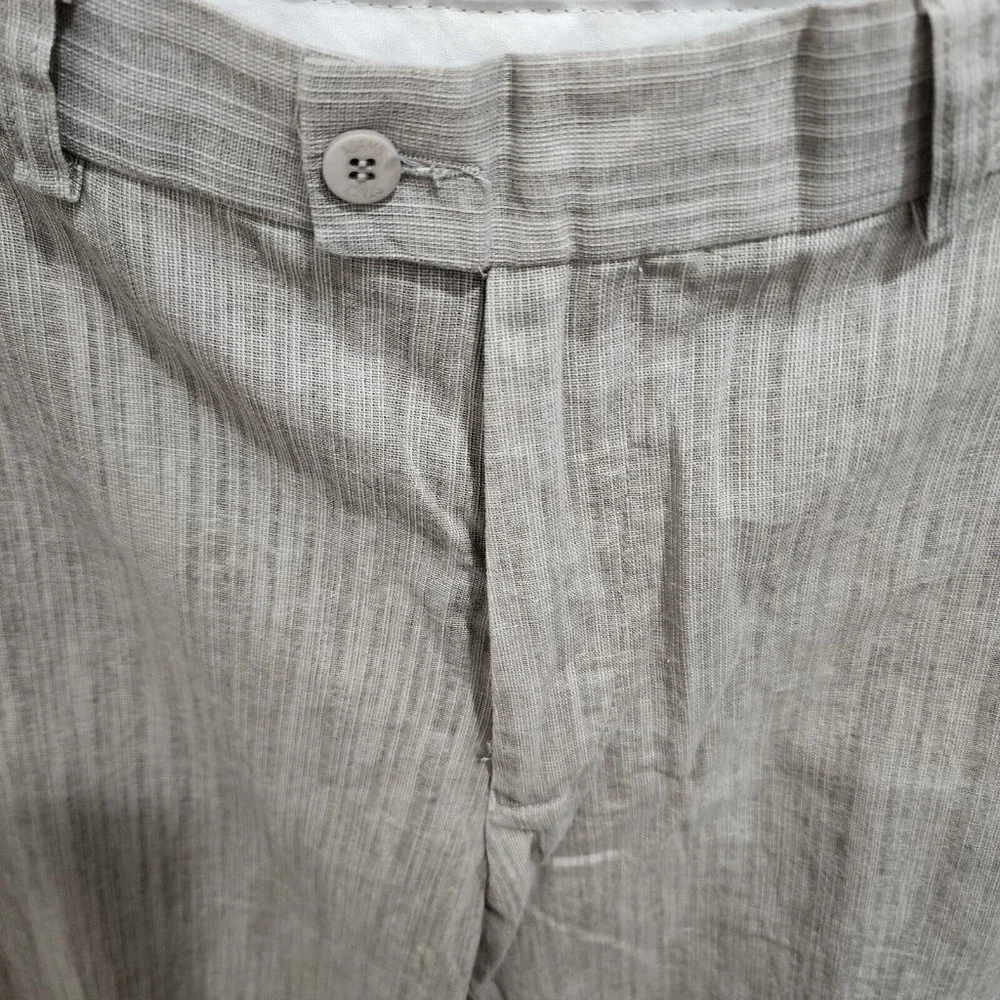 Stacy Adams Gray Linen‎ Blend Straight Leg Dress Pants Size 34W / 32